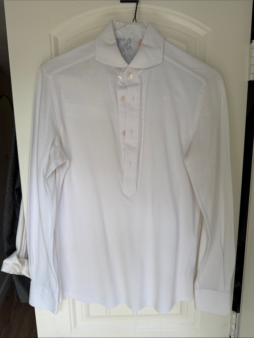 Men's White Long-Sleeve Polo Shirt